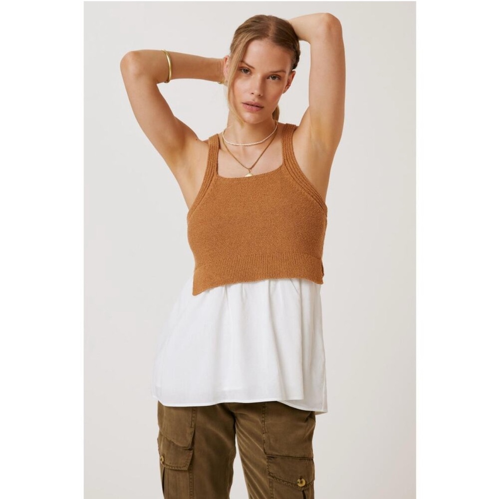 Anthropologie Jenna Twofer White and Brown Tank Top